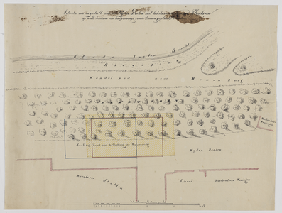 214954 Situatie van een ontworpen gebouw voor een hulpmanege voor de Veldartillerie aan de Wijde Doelen te Utrecht.